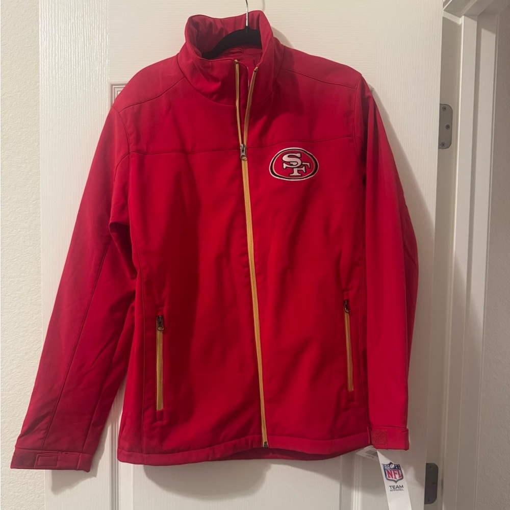 49ERS Jacket Mens Medium Red Zip Pockets San Francisco Embroidered